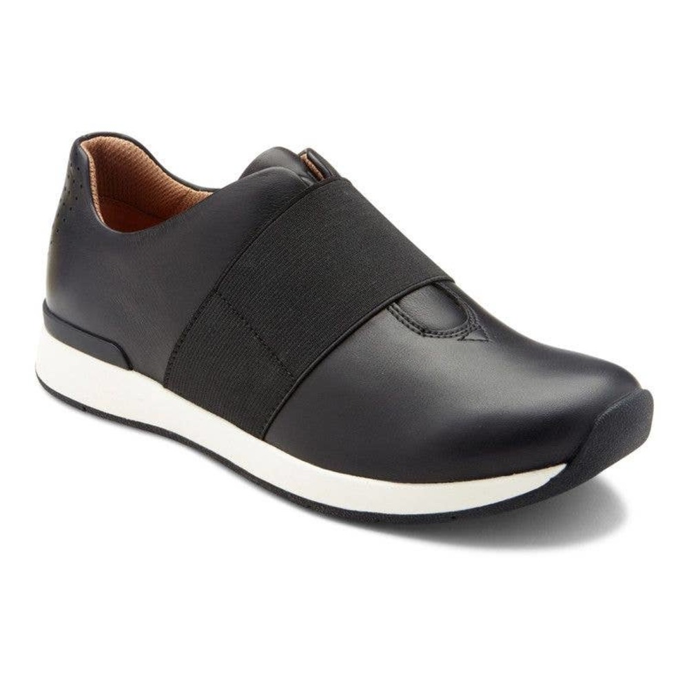 Vionic Cosmic Codie Casual Sneaker Black‎ Size 7 Leather Comfort Shoe Orthopedic